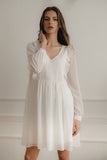 Flowy Chiffon Midi Dress with Ruffled Sleeves and Frills
