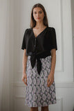 Black Heart Neckline Short Button-Up Shirt
