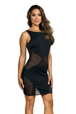 Sensual Black See-Through Dress with Triangle Cuts