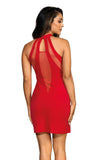 Luxurious Red Dress with Unique Cut-Outs and Teardrop Detail