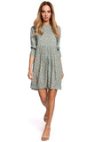 Classic Summer Dress with Frill Sleeves and Zipper