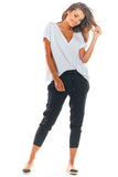 Elegant Cigarette Pants with Pleated Ruffle Waist