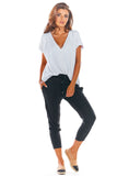 Elegant Cigarette Pants with Pleated Ruffle Waist