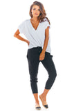 Elegant Cigarette Pants with Pleated Ruffle Waist