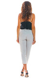 Elegant Tailored Cigarette Pants with Ruffle Detail