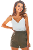 Elegant Summer Shorts with Waist Elastic and Buckle Detail