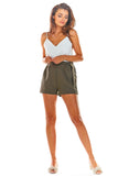 Elegant Summer Shorts with Waist Elastic and Buckle Detail