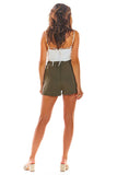 Elegant Summer Shorts with Waist Elastic and Buckle Detail