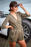 Elegant Elbow-Sleeve Jumpsuit with Triangle Back Neckline