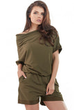 Short Sleeve Jumpsuit with Elastic Waistband