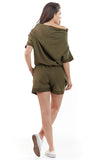 Short Sleeve Jumpsuit with Elastic Waistband