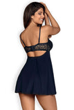 Deep Blue Lace Babydoll with Sensual Back Cut-Out