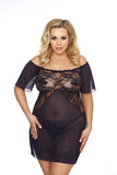 Lace and Mesh Tulle Sensual Nightdress with Thong Set