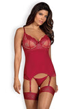 Sensual Red Wine Corset Set with Matching Thong