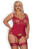Sensual Red Wine Corset Set with Matching Thong