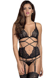 Lace Corset with Garter Straps and Unique Thong Set