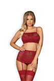 Seductive Red Bra and Garter Belt Set with Lace Details