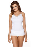 Delicate Cotton Blouse with Thin Straps and Neckline Detail