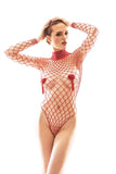 Intriguing Mesh Bodysuit with Long Sleeves and Neckline