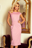 Lilac Midi Dress with High Waist and Pockets
