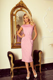 Lilac Midi Dress with High Waist and Pockets