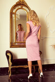 Lilac Midi Dress with High Waist and Pockets