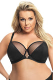 Elegant Black Bra with Golden V-Inserts and Soft Cups