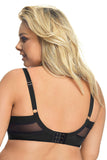 Elegant Black Bra with Golden V-Inserts and Soft Cups