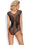 Seductive Black Bodysuit with Spicy Mesh Details