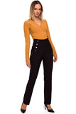 High-Waisted Slim-Fit Trousers with Decorative Studs
