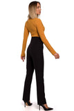 High-Waisted Slim-Fit Trousers with Decorative Studs