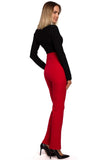 High-Waisted Slim-Fit Trousers with Decorative Studs