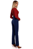 High-Waisted Slim-Fit Trousers with Decorative Studs