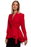 Feminine Tailcoat with Wavy Design and Side Tie