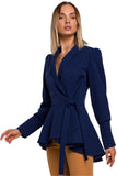 Feminine Tailcoat with Wavy Design and Side Tie