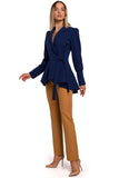 Feminine Tailcoat with Wavy Design and Side Tie