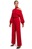 Elegant One-Shoulder Jumpsuit with Long Buffet Sleeves