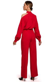 Elegant One-Shoulder Jumpsuit with Long Buffet Sleeves