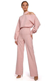 Elegant One-Shoulder Jumpsuit with Long Buffet Sleeves