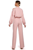Elegant One-Shoulder Jumpsuit with Long Buffet Sleeves