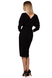 Envelope-Style Fitted Dress with Belted Waist