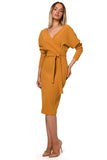 Sensual Envelope Top Dress with Fitted Bottom and Belt