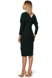 Sensual Ribbed Knit Dress with Belted Envelope Top
