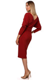 Sensual Ribbed Knit Dress with Envelope Top and Belt