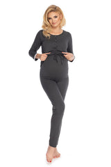 Maternity & Nursing Pajamas with Comfort Fasteners - grey / S/M
