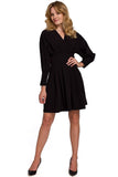 Pleated Kimono Sleeve Dress with Concealed Zipper