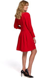 Pleated Kimono Sleeve Dress with Concealed Zipper