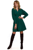 Pleated Kimono Sleeve Dress with Concealed Zipper