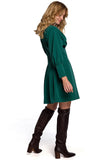 Pleated Kimono Sleeve Dress with Concealed Zipper