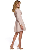 Pleated Kimono Sleeve Dress with Concealed Zipper